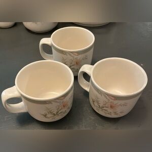 Deerfield by Noritake Cream and Green Floral Mugs Set of 3​